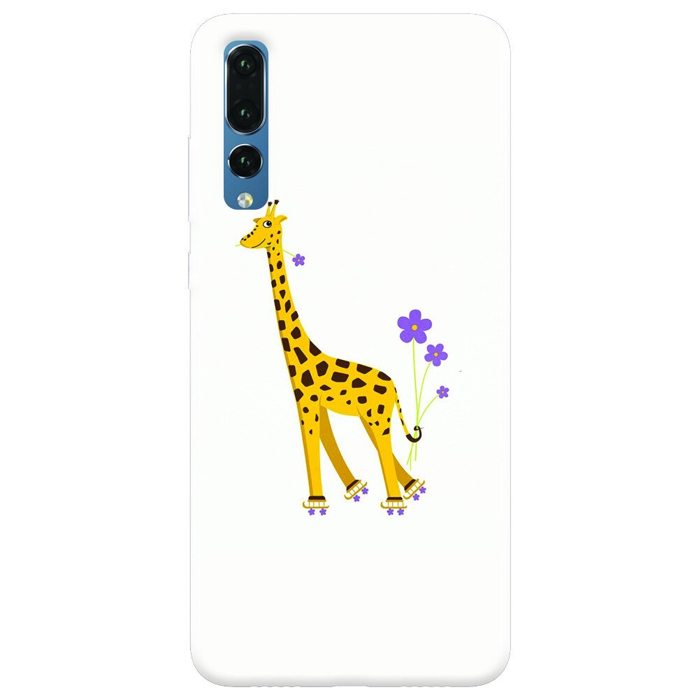 Husa silicon pentru Huawei P20 Pro, Rollerskating Girafe Illustration
