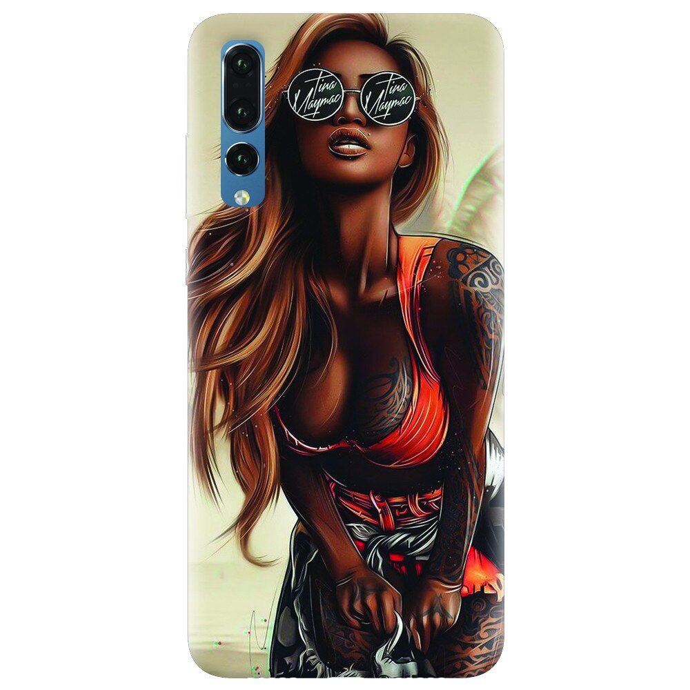 Husa silicon pentru Huawei P20 Pro, Tattoed Girl