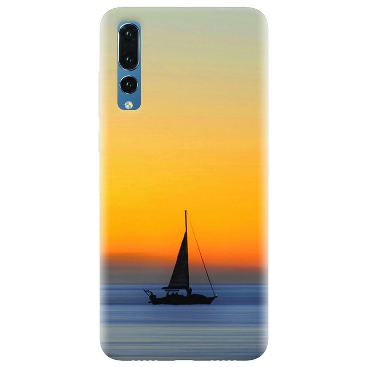 Силиконов калъф за Huawei P20 Pro, Wind Sail Boat Ocean Sunset