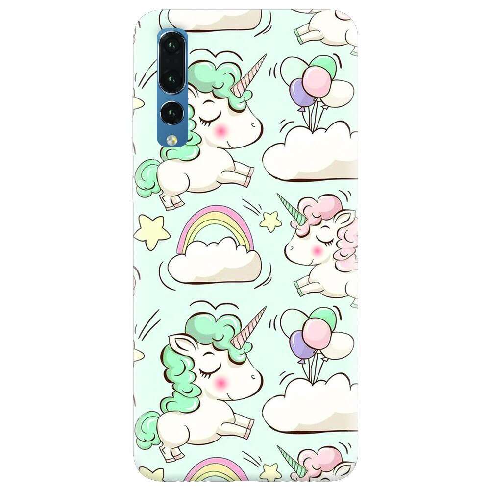 Husa silicon pentru Huawei P20 Pro, Unicorns And Clouds