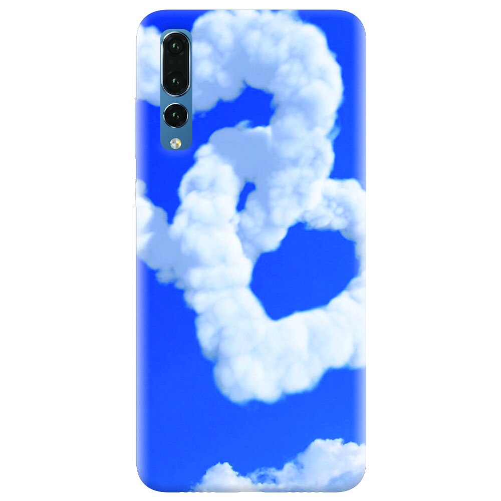 Husa silicon pentru Huawei P20 Pro, Heart Shaped Clouds Blue Sky