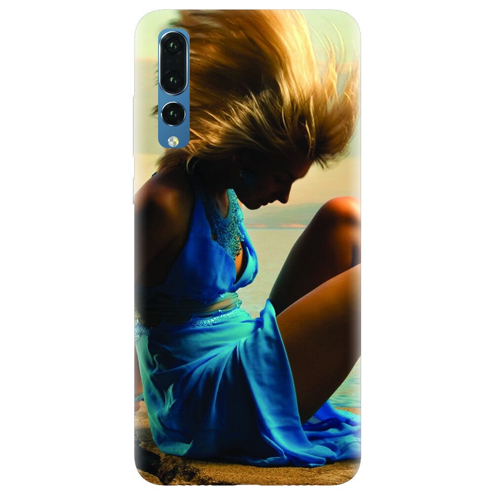 Husa silicon pentru Huawei P20 Pro, Girl In Blue Dress