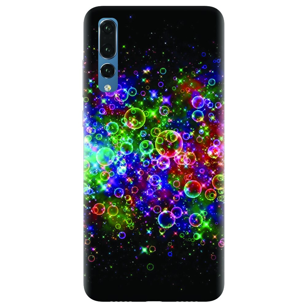 Husa silicon pentru Huawei P20 Pro, Rainbow Colored Soap Bubbles