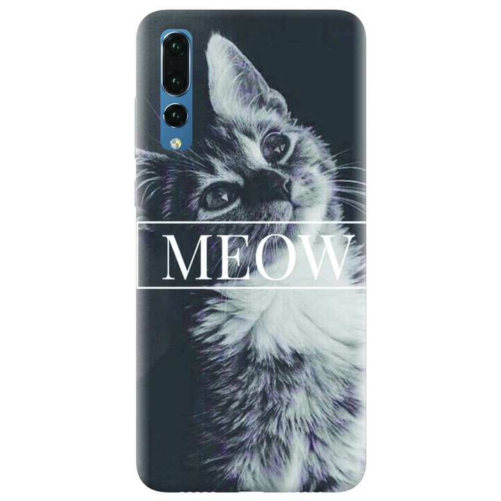 Силиконов калъф, съвместим с Huawei P20 Pro, Meow Cute Cat