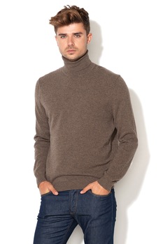 United Colors of Benetton, Pulover de lana virgina cu guler inalt, Maro United Colors of Benetton, Pulover de lana virgina cu guler inalt, Maro