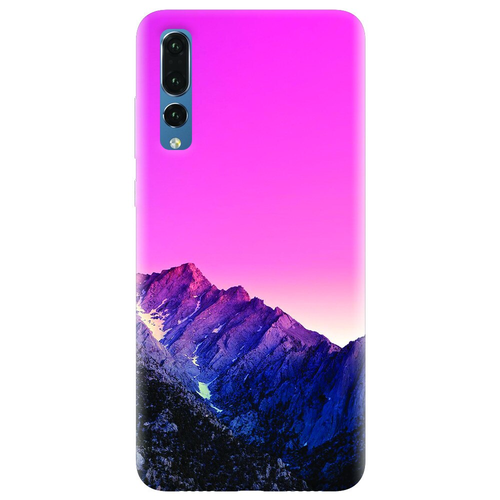 Husa silicon pentru Huawei P20 Pro, Mountain Peak Pink Gradient Effect