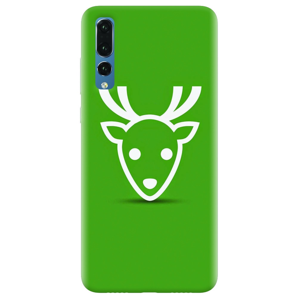 Husa silicon pentru Huawei P20 Pro, Minimal Reindeer Illustration Green