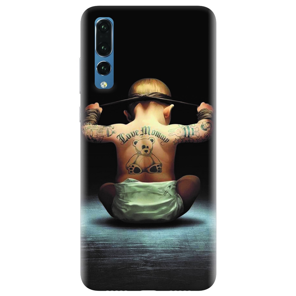 Husa silicon pentru Huawei P20 Pro, Body Builder Cute Baby Tattoo