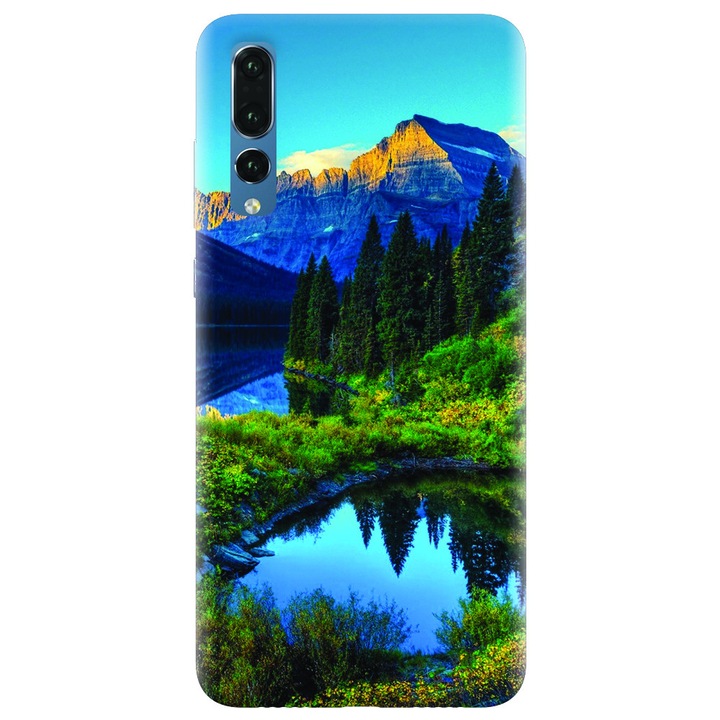 Силиконов кейс съвместим с Huawei P20 Pro, HDR Mountains Lake