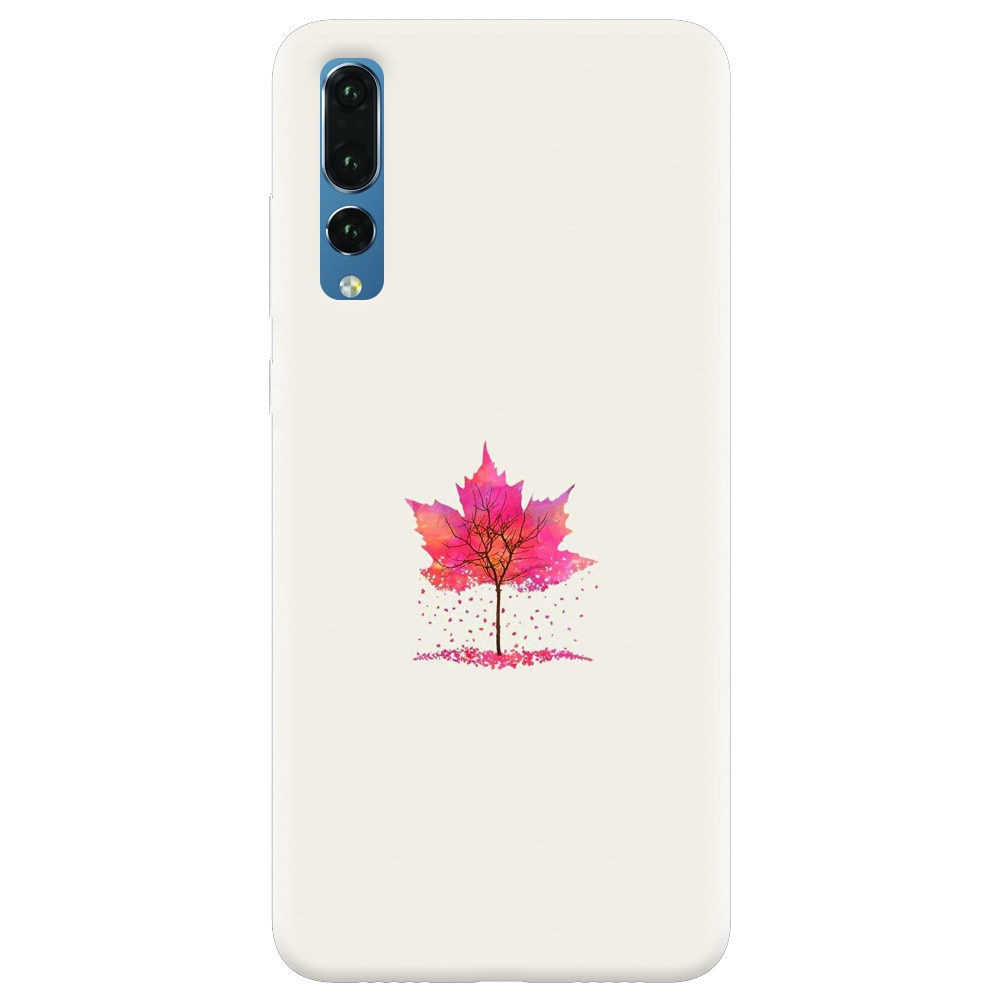 Husa silicon pentru Huawei P20 Pro, Autumn Tree Leaf Shape Illustration