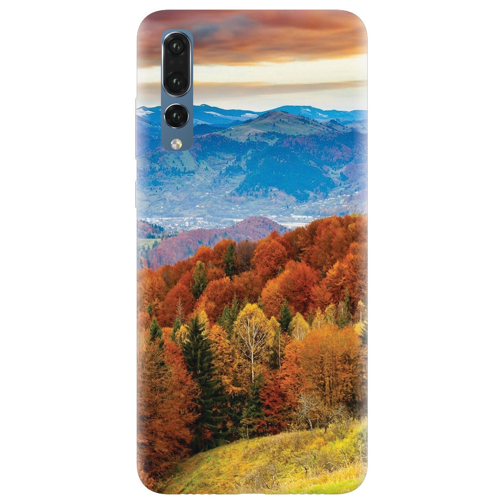 Husa silicon pentru Huawei P20 Pro, Autumn Mountain Fall Rusty Forest Colours