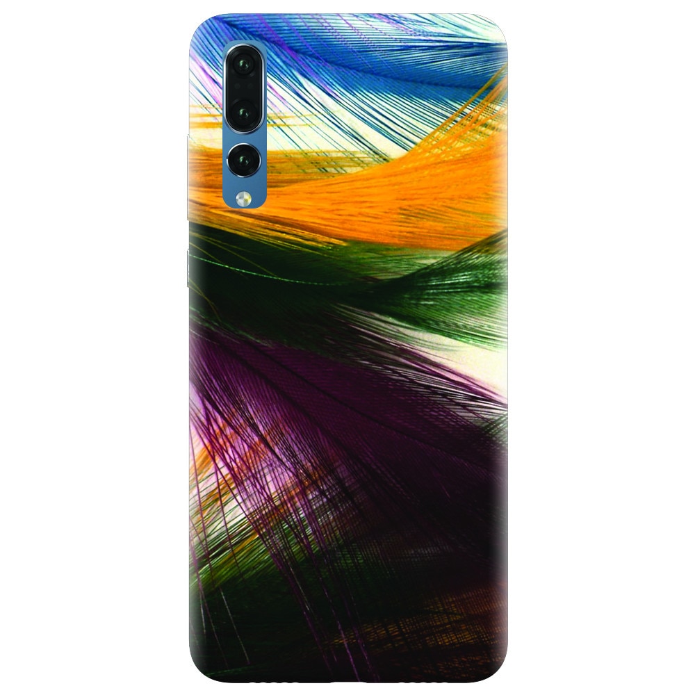 Husa silicon pentru Huawei P20 Pro, Colorful Peacock Feathers