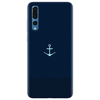 Husa silicon pentru Huawei P20 Pro, Blue Navy Anchor Illustration Flat Husa silicon pentru Huawei P20 Pro, Blue Navy Anchor Illustration Flat