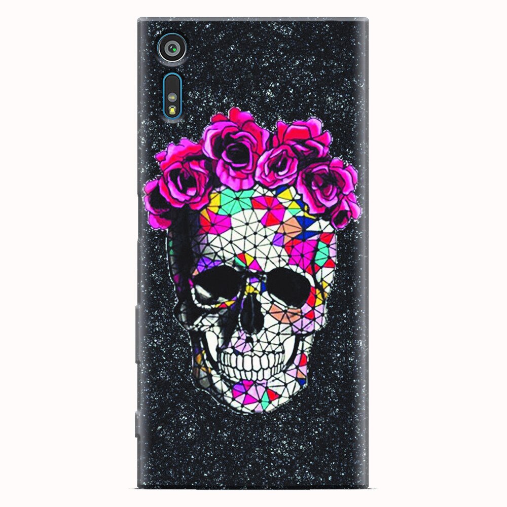 Husa silicon pentru Sony Xperia XZ, Colorful Skull Roses Space