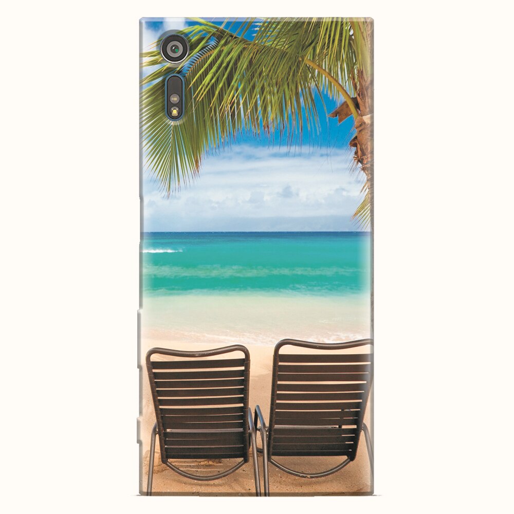 Husa silicon pentru Sony Xperia XZ, Beach Chairs Palm Tree Seaside