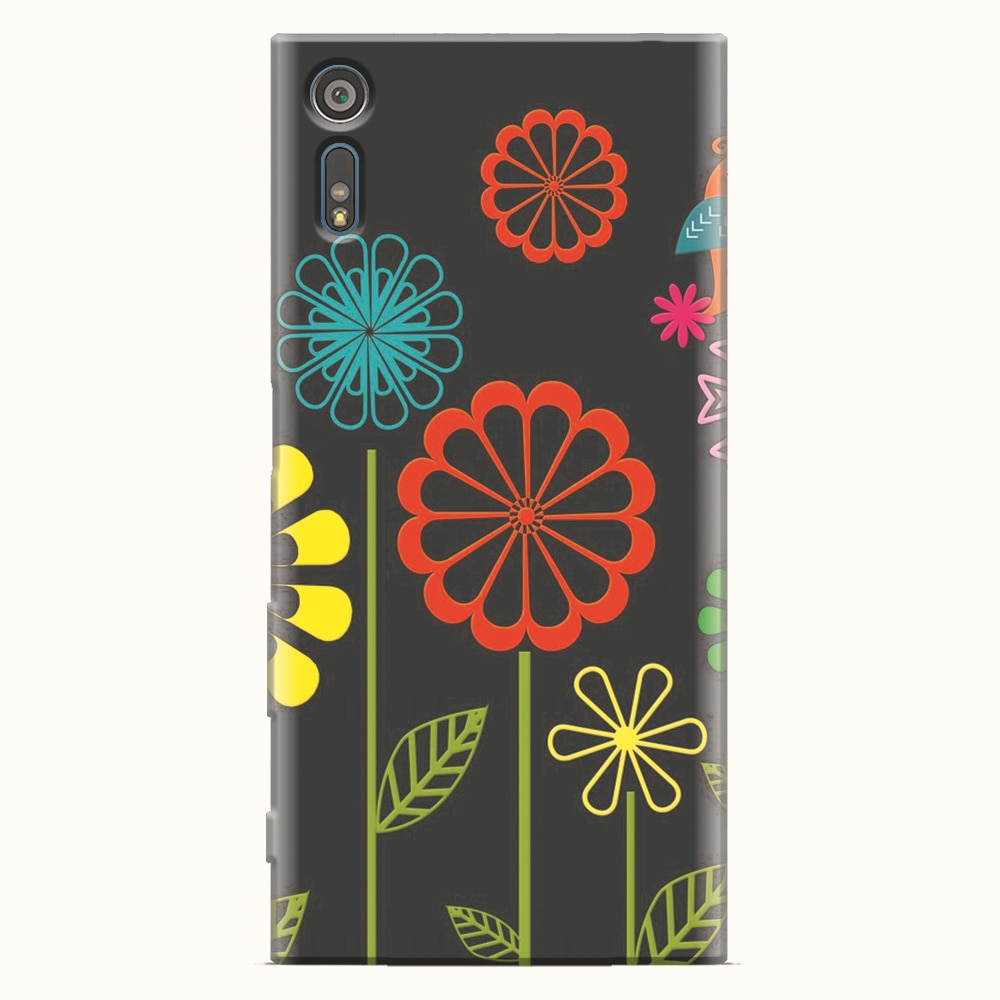 Husa silicon pentru Sony Xperia XZ, Colorful Spring Birds Flowers Vectors