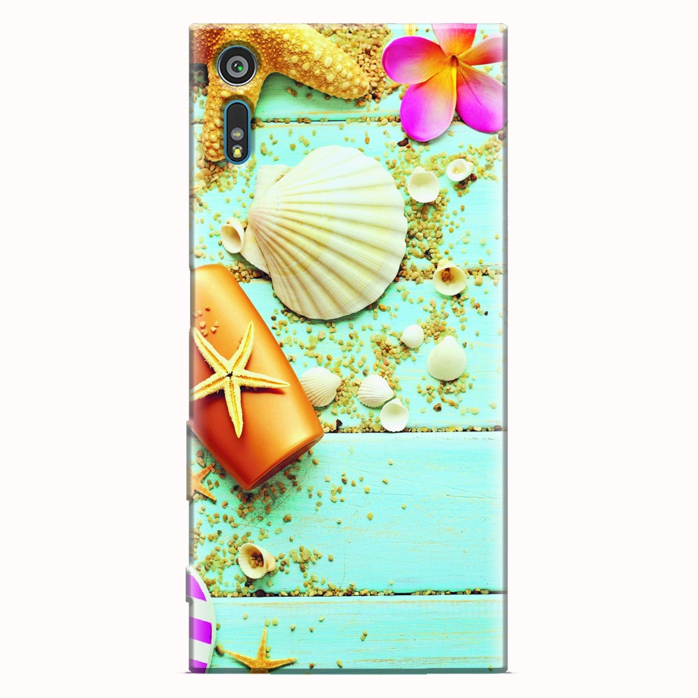 Husa silicon pentru Sony Xperia XR, Blue Wood Seashells Sea Star