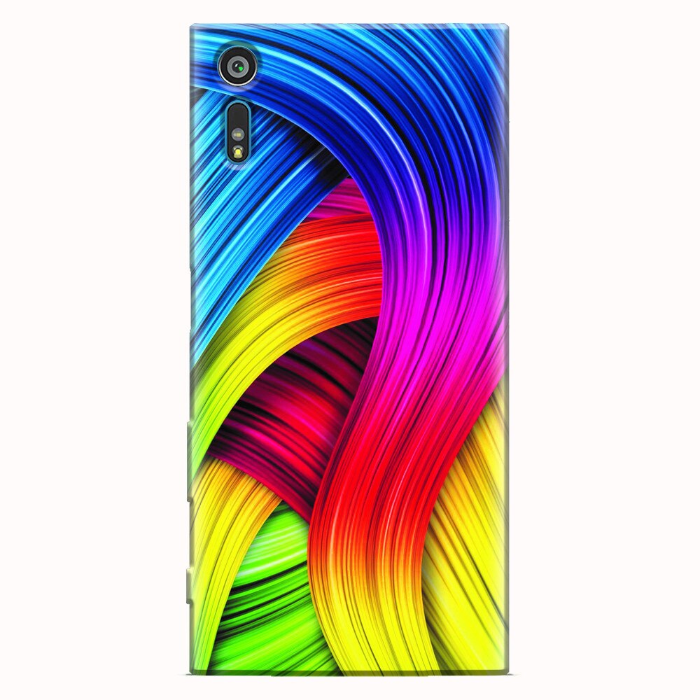 Husa silicon pentru Sony Xperia XR, Curly Colorful Rainbow Lines Illustration