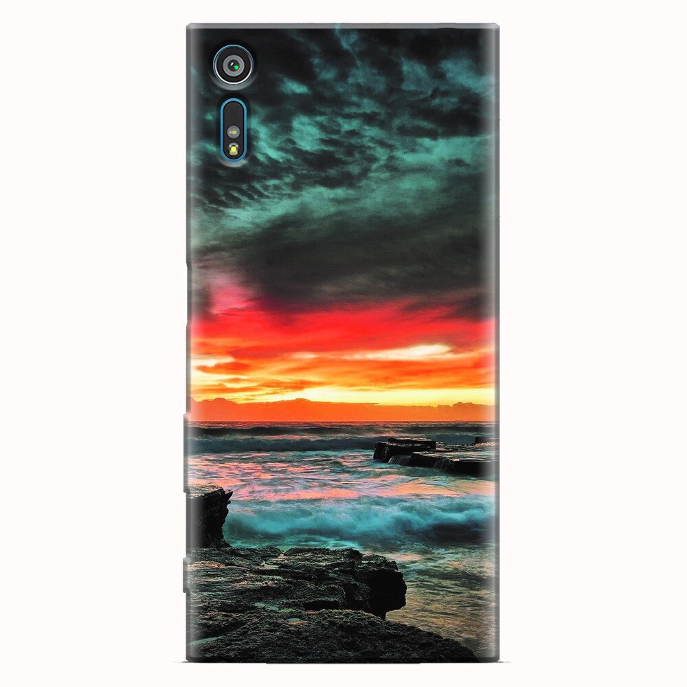 Husa silicon pentru Sony Xperia XR, Dramatic Rocky Beach Shore Sunset