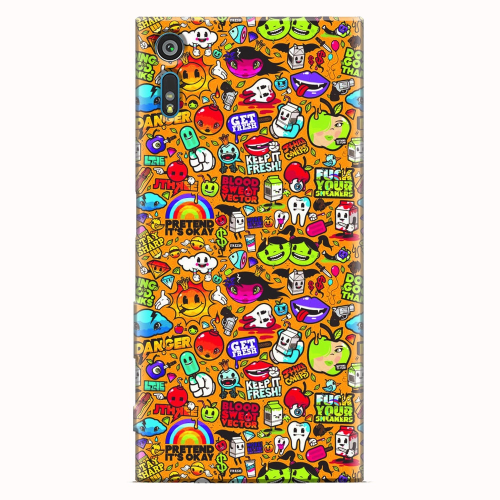 Husa silicon pentru Sony Xperia XR, Colorful Sticker Illustrations