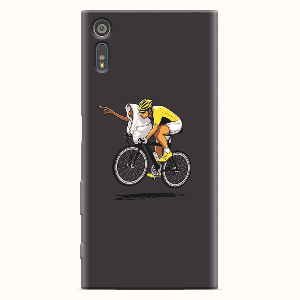 Husa silicon pentru Sony Xperia XZ, ET Riding Bike Funny Illustration