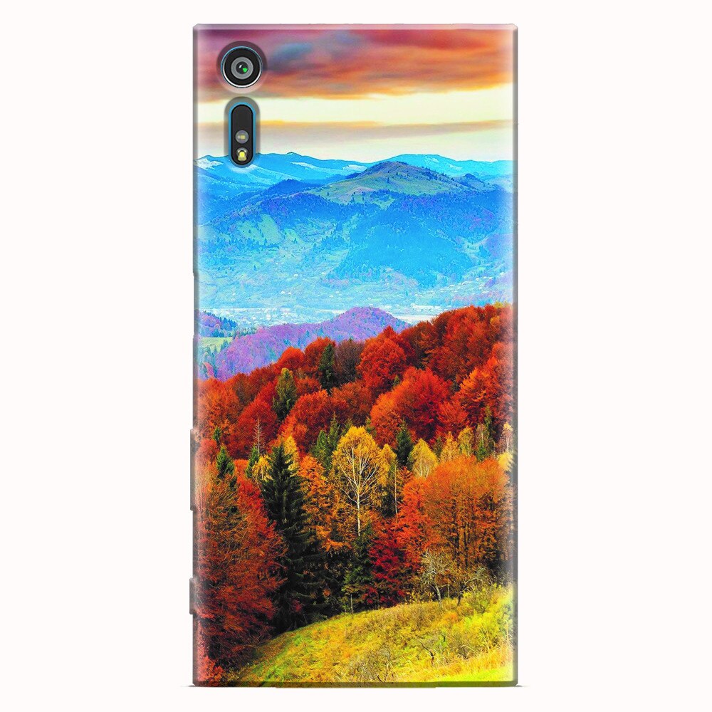 Husa silicon pentru Sony Xperia XR, Autumn Mountain Fall Rusty Forest Colours