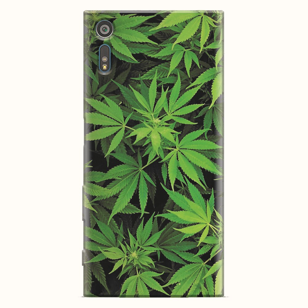 Husa silicon pentru Sony Xperia XZ, Green Leaf Pattern