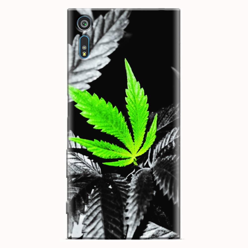 Husa silicon pentru Sony Xperia XR, Trippy Pot Leaf Green