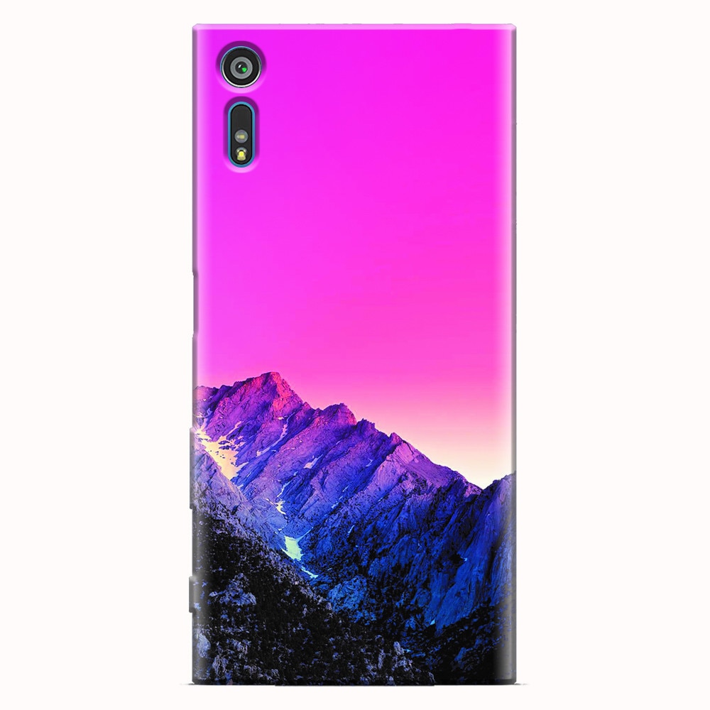 Husa silicon pentru Sony Xperia XZ, Mountain Peak Pink Gradient Effect