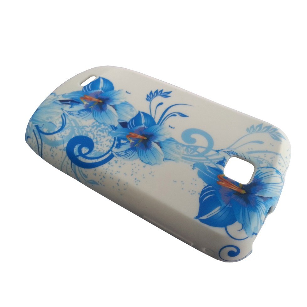 Husa Samsung Galaxy Mini S5570 din Silicon Model Blue Flowers Culoare Alba