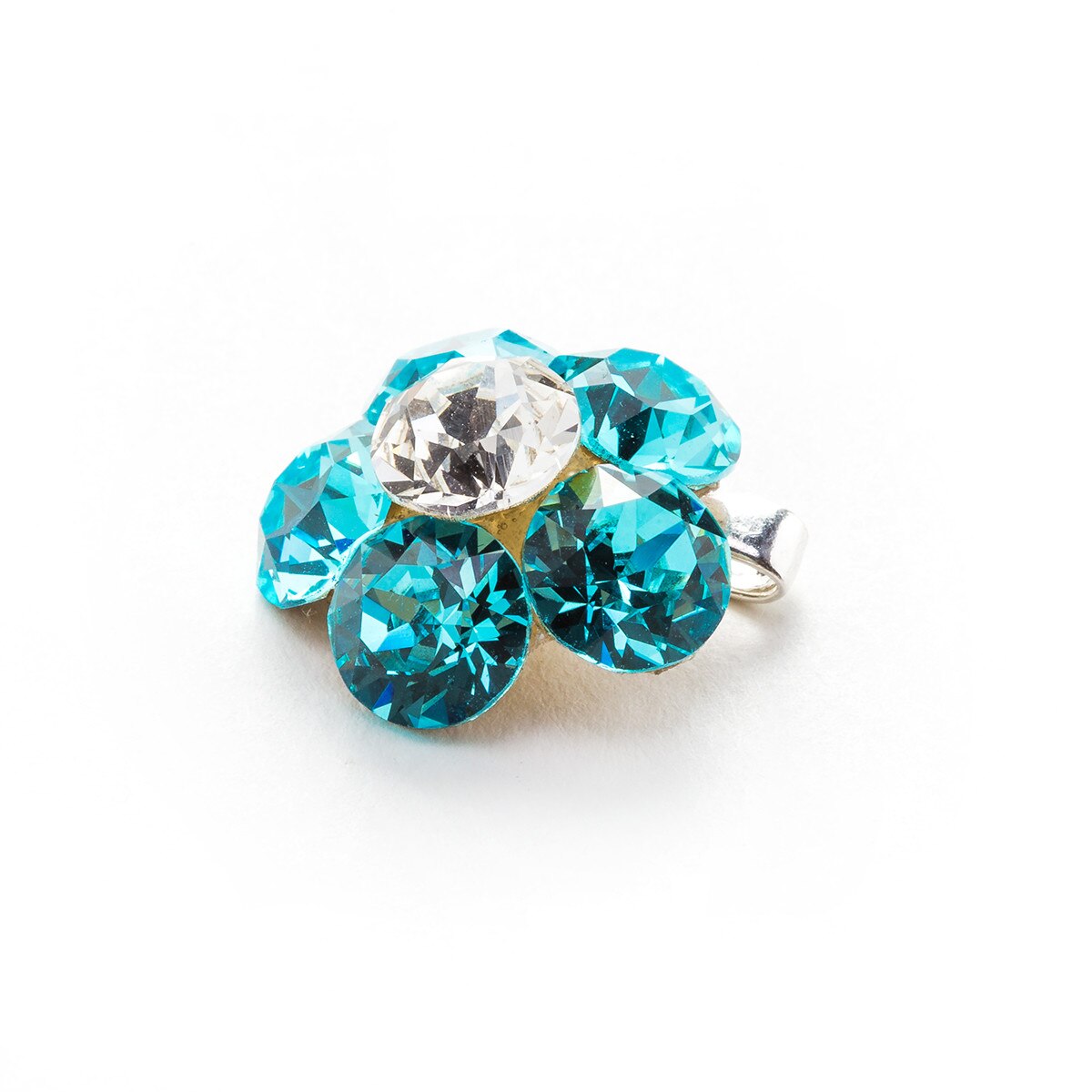Pandantiv Argint DaviCrystals cu cristale floare l light turquoise