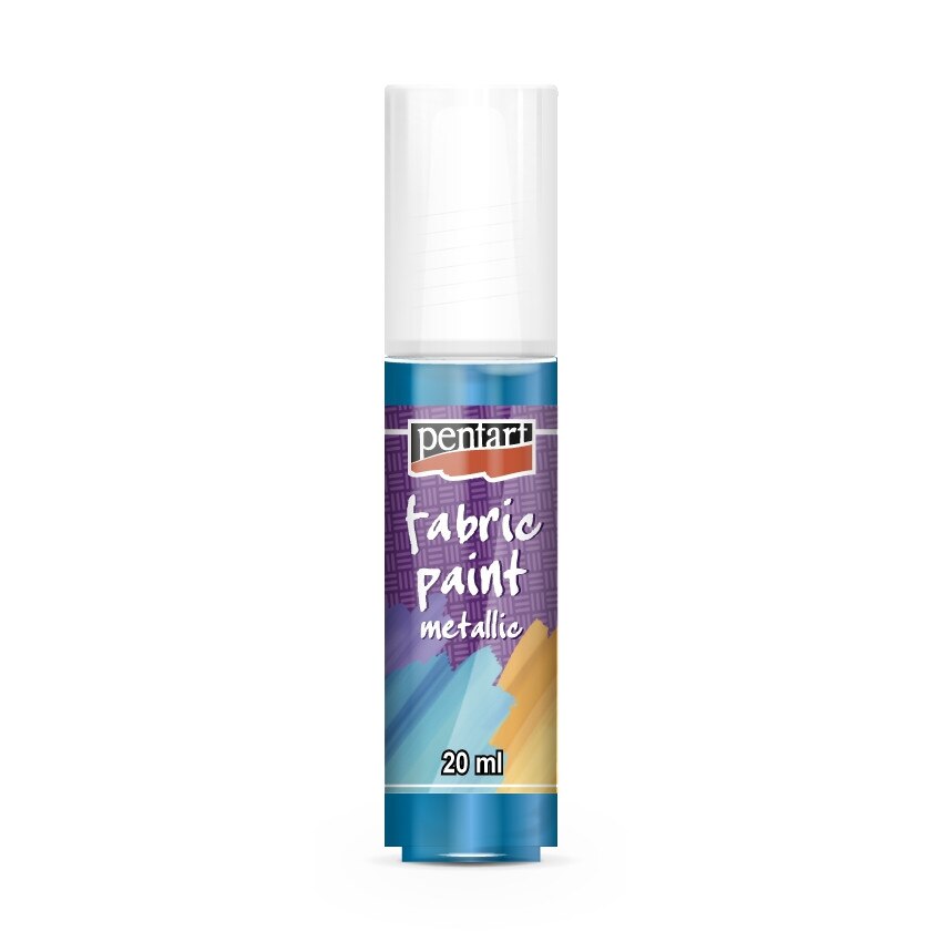 Vopsea metalizata pentru textile pe baza de apa Pentart - albastru deschis, 20 ml