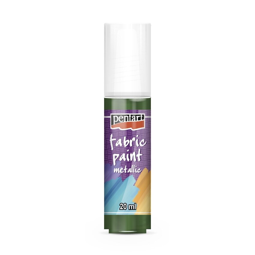 Vopsea metalizata pentru textile pe baza de apa Pentart - verde, 20 ml