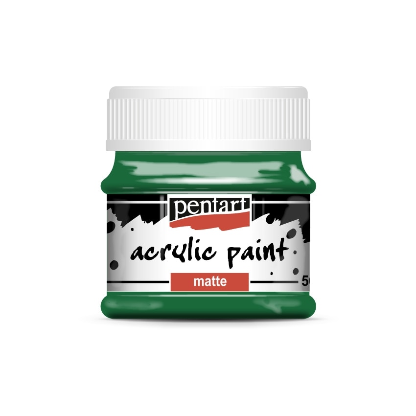 Vopsea acrilica mata pe baza de apa Pentart - verde, 50 ml