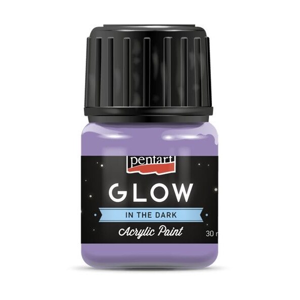 Vopsea acrilica fosforescenta pe baza de apa Pentart, GLOW in the dark - mov, 30 ml