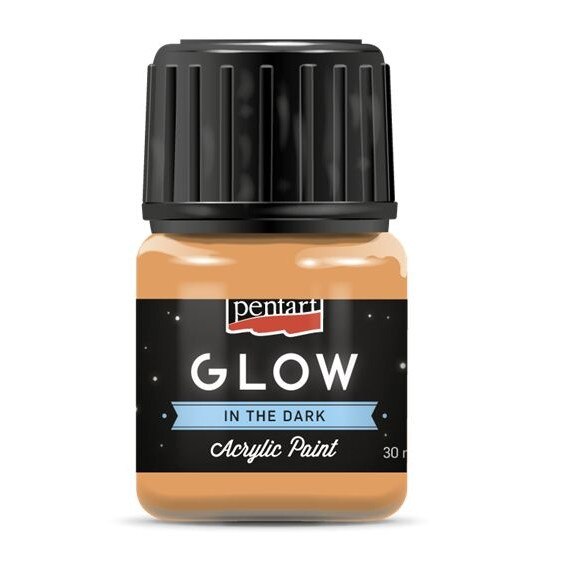 Vopsea acrilica fosforescenta pe baza de apa Pentart, GLOW in the dark - portocaliu, 30 ml