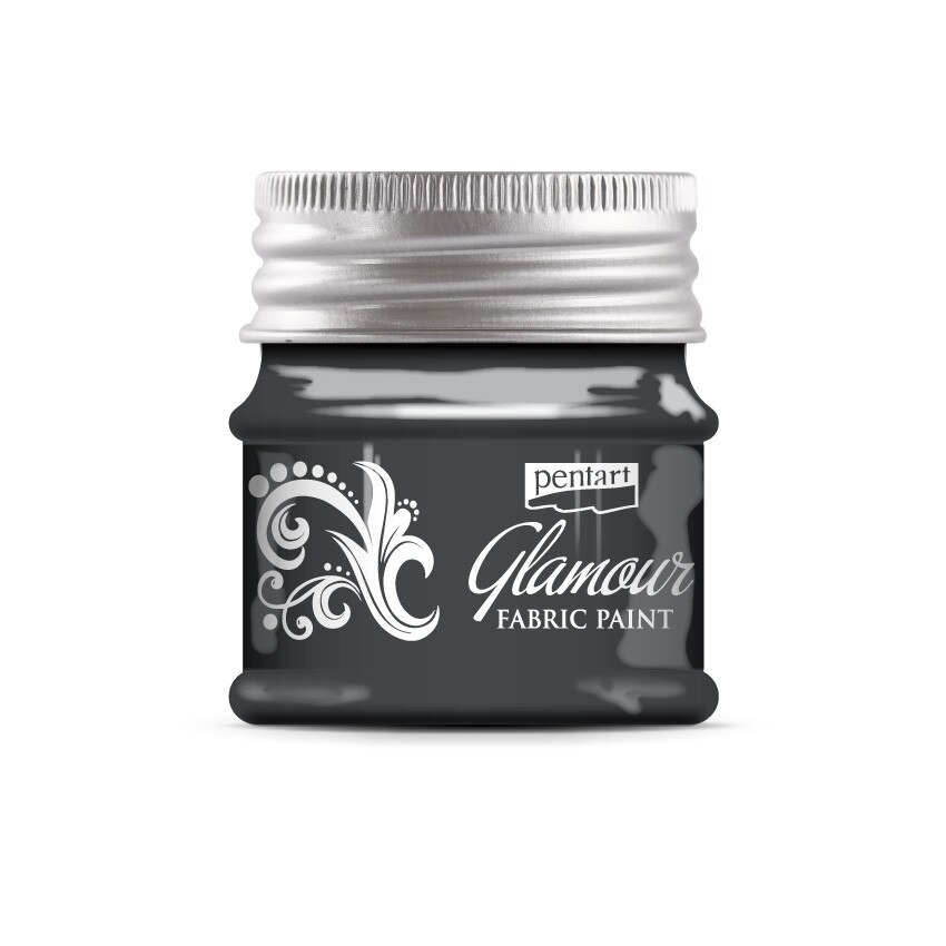 Vopsea pentru textile GLAMOUR, Pentart - argintiu vechi, 50 ml