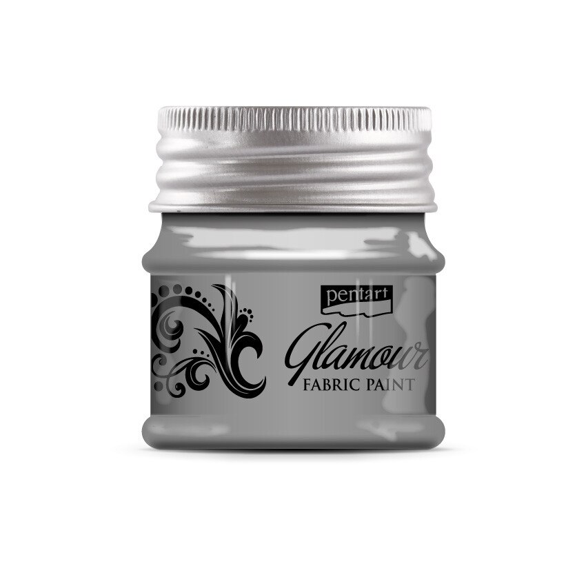 Vopsea pentru textile GLAMOUR, Pentart - argintiu, 50 ml