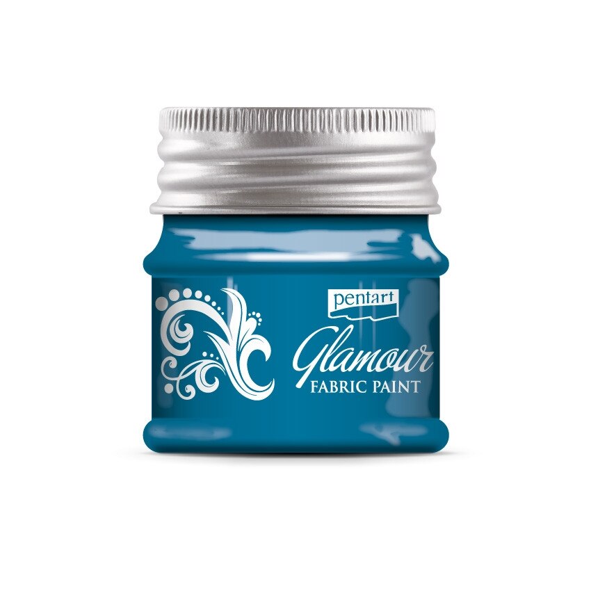 Vopsea pentru textile GLAMOUR, Pentart - argintiu albastrui, 50 ml