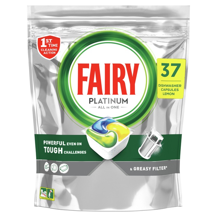 Почистващ препарат за съдове капсули Fairy Platinum, 37 броя