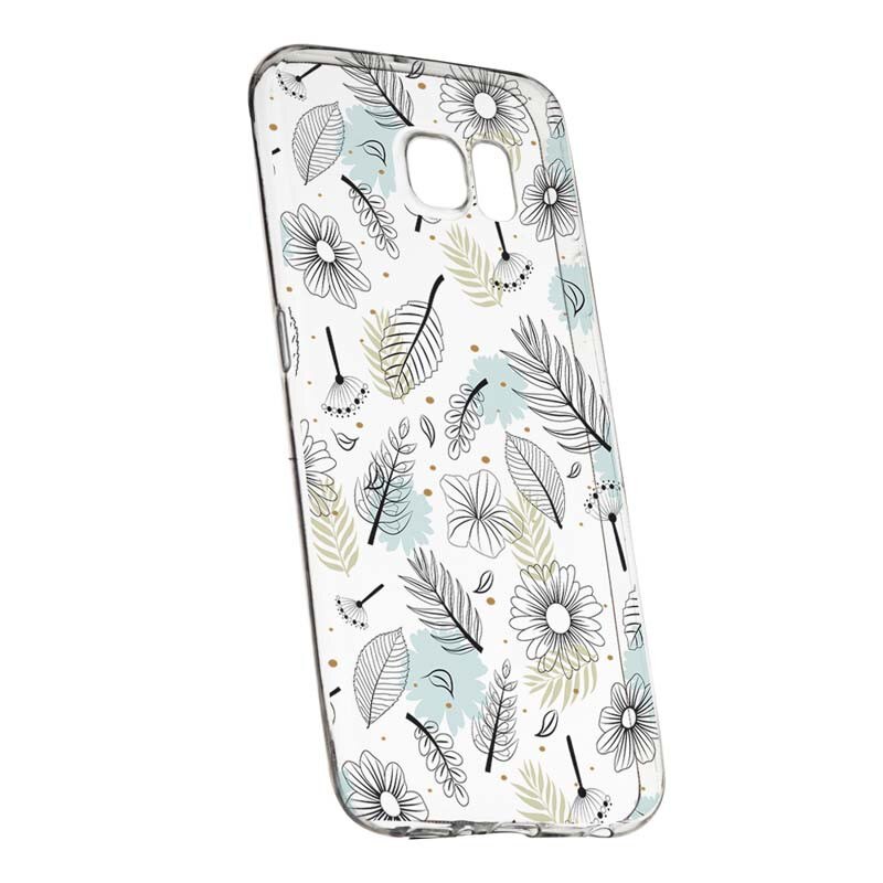 Husa Silicon, Transparent, Slim, Flori, Samsung Galaxy S6