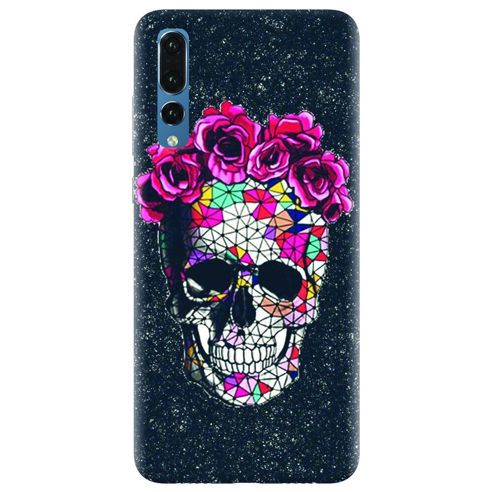 Husa silicon pentru Huawei P20 Pro, Colorful Skull Roses Space