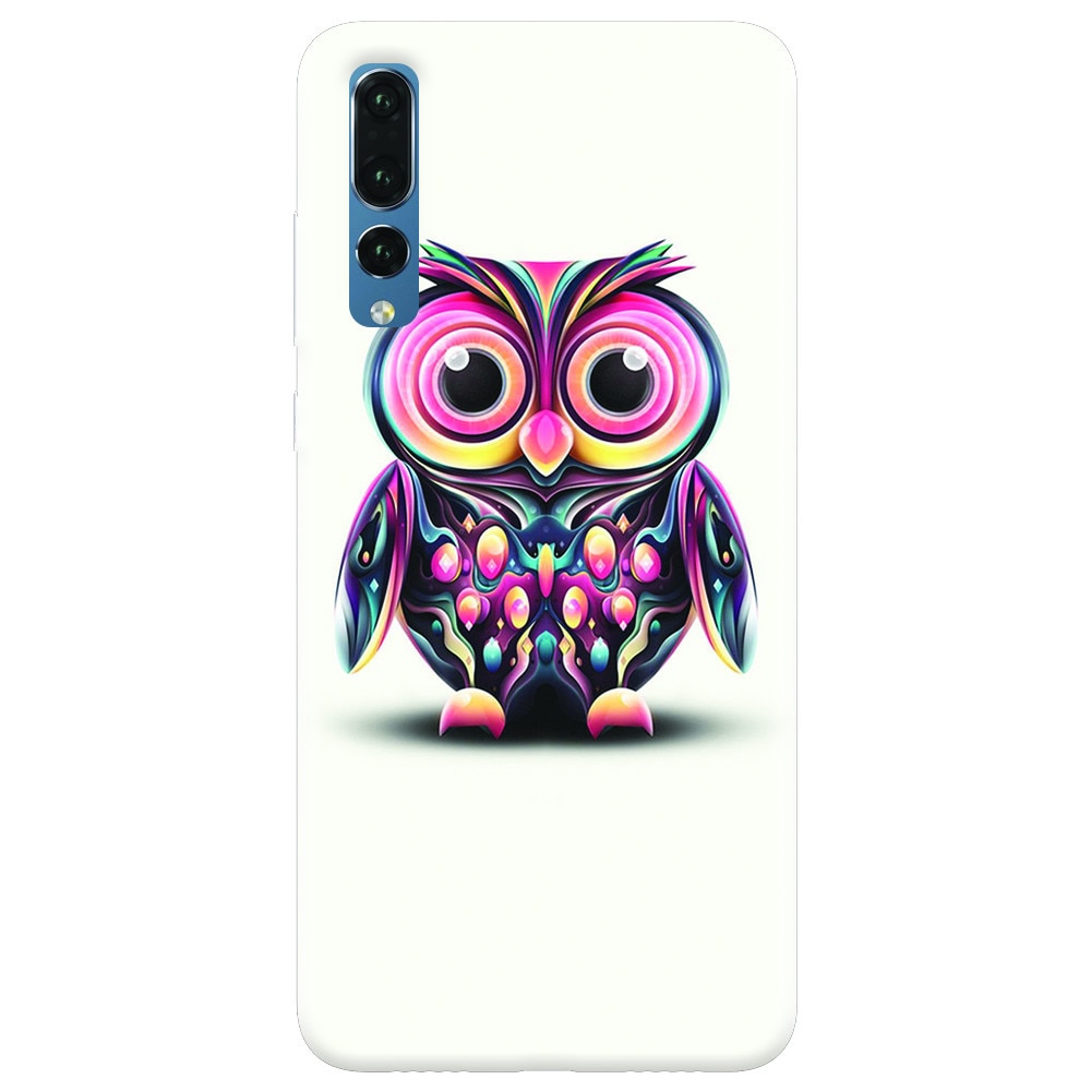 Husa silicon pentru Huawei P20 Pro, Colorful Owl Illustration