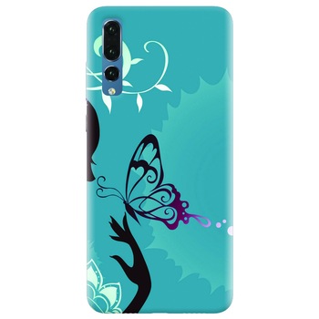 Husa silicon pentru Huawei P20 Pro, Blue Butterfly Husa silicon pentru Huawei P20 Pro, Blue Butterfly