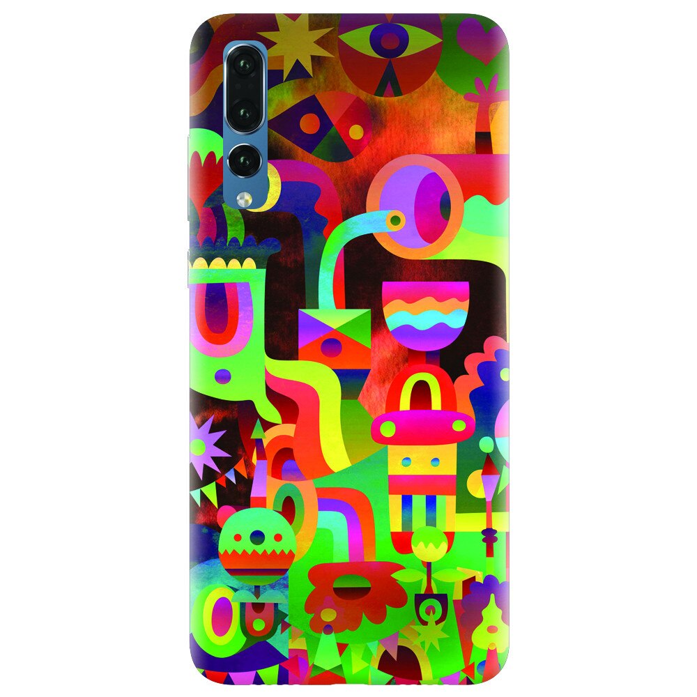 Husa silicon pentru Huawei P20 Pro, Abstract Colorful Shapes