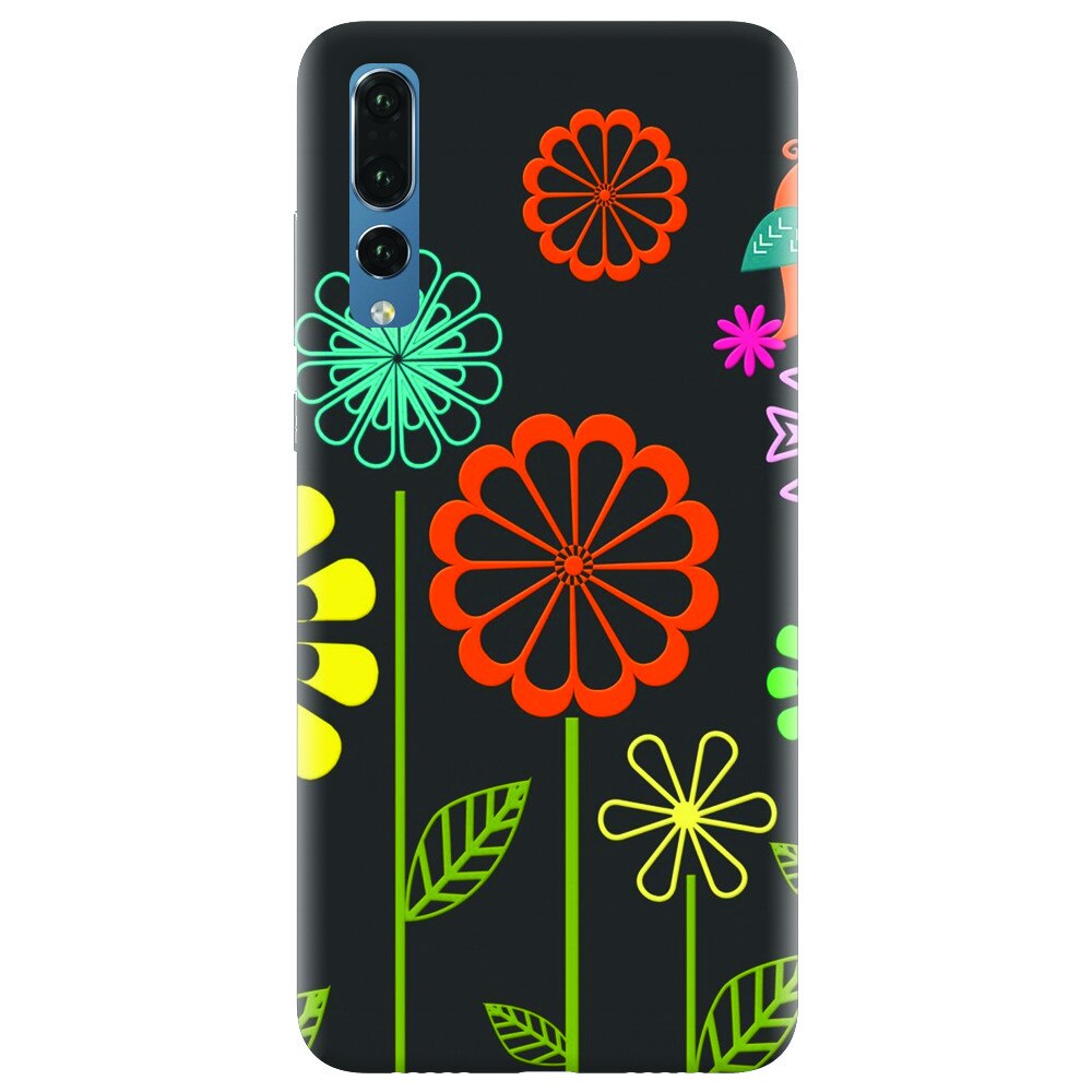 Husa silicon pentru Huawei P20 Pro, Colorful Spring Birds Flowers Vectors