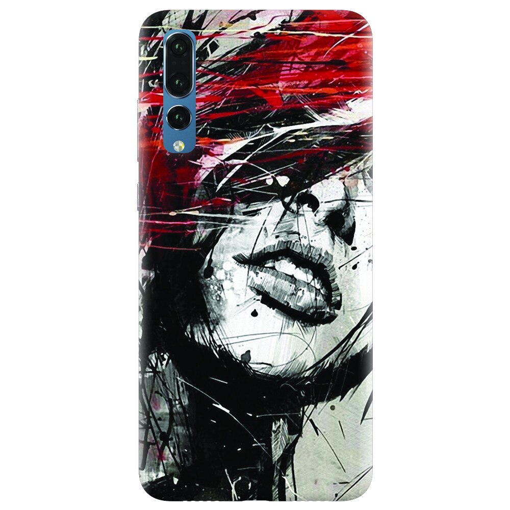 Husa silicon pentru Huawei P20 Pro, Byroglyphics Woman Drawing