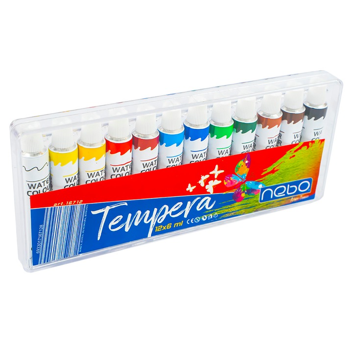 Acuarele color Tempera NEBO set 12 culori 6 ml