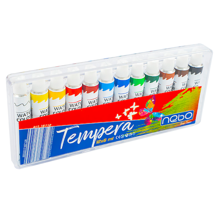 Acuarele color Tempera NEBO set 12 culori 6 ml