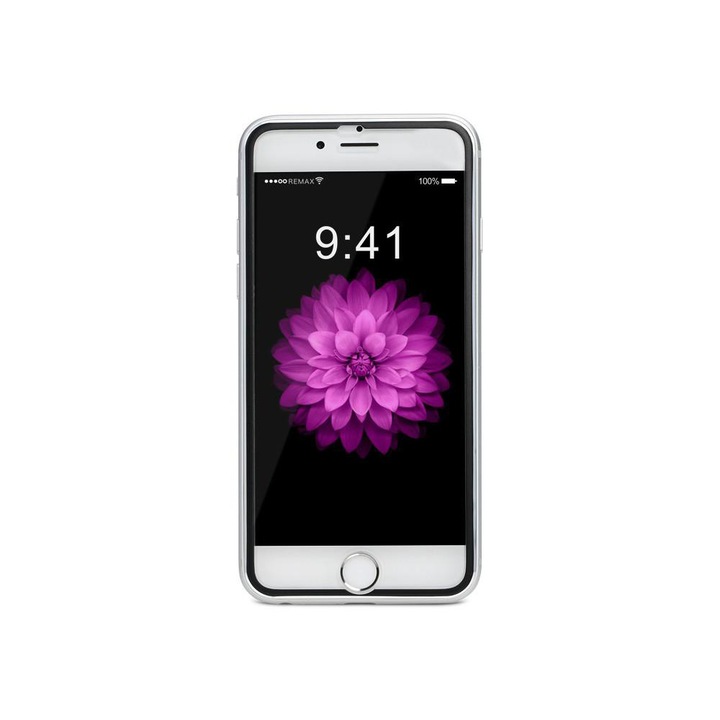 Стъклен протектор за целия дисплей, Remax Honor, за iPhone 6/6S Plus, С Метална лайстна, 0.3 mm, Черен